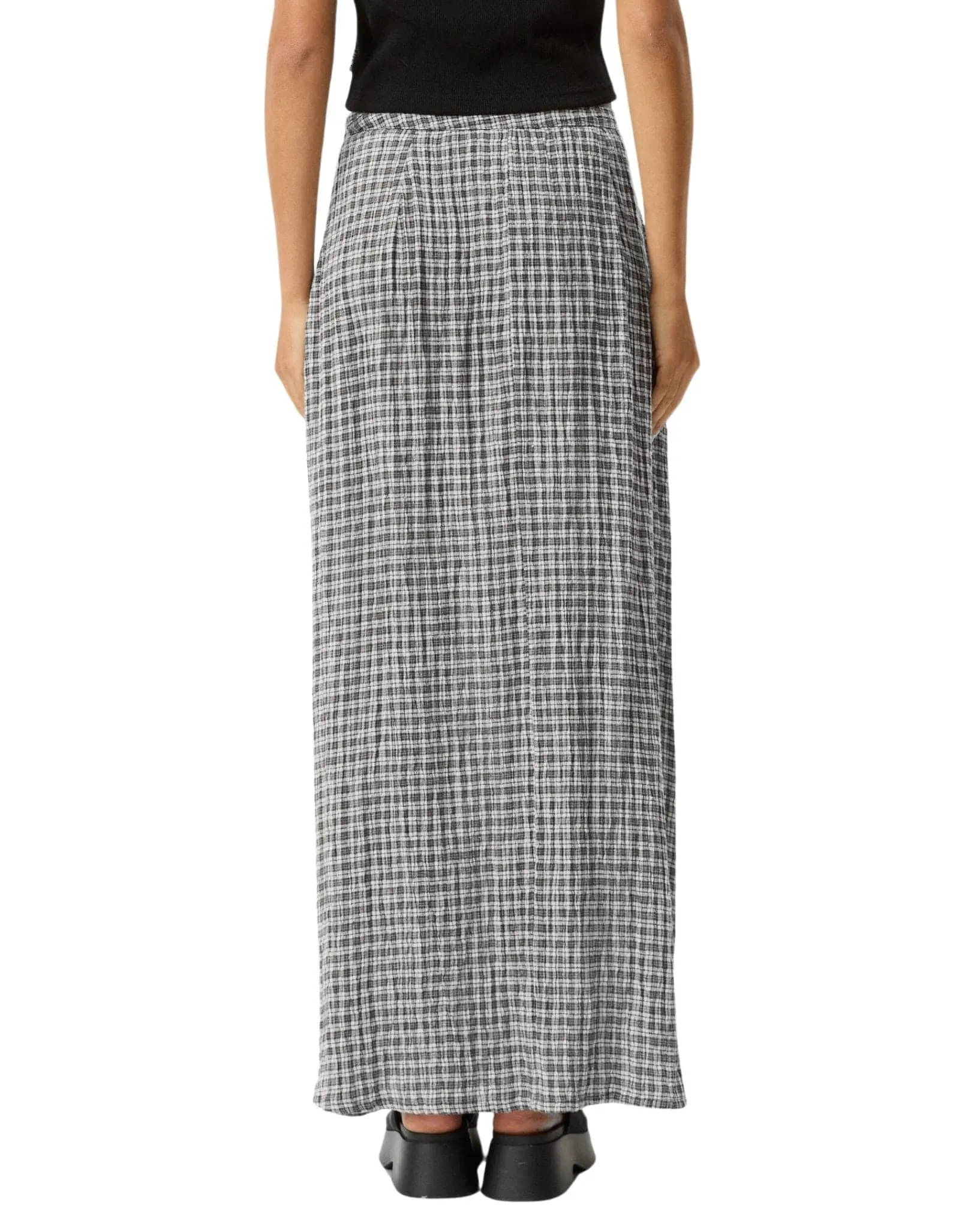 Asta Base Hemp Seersucker Check Maxi Skirt