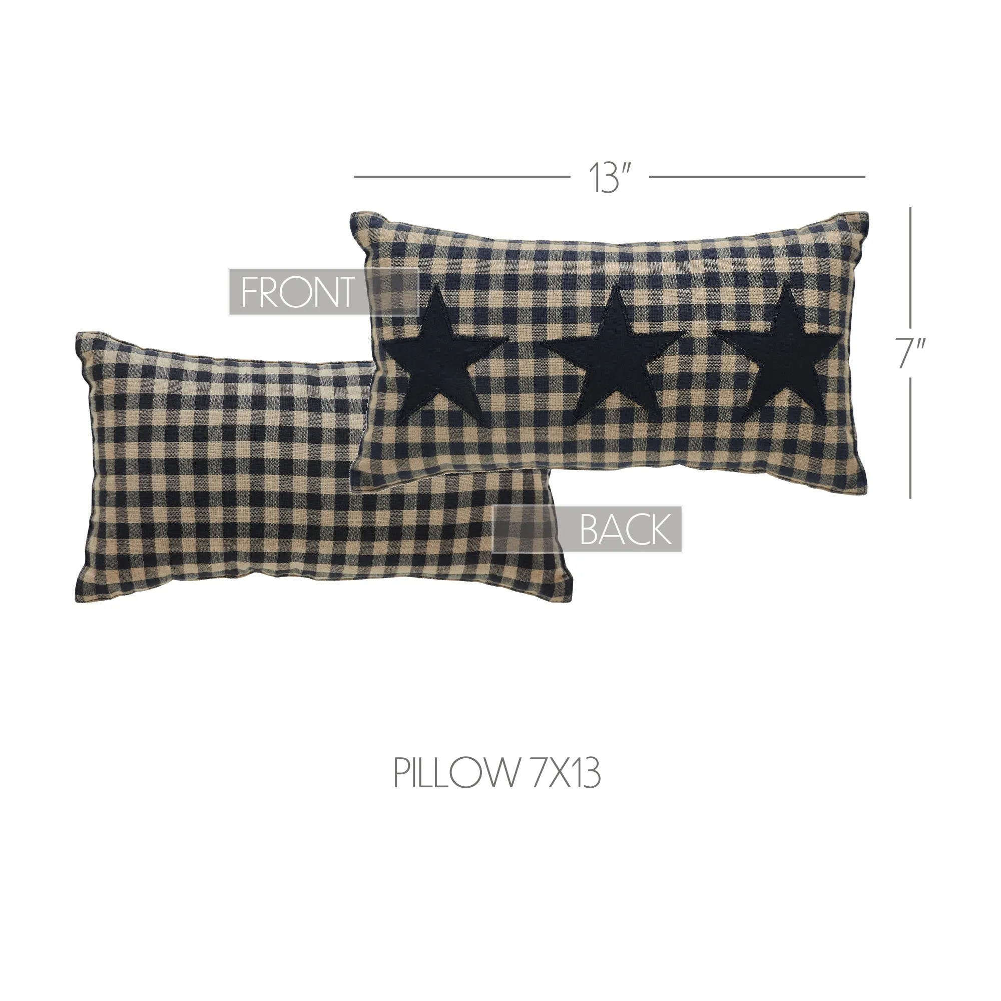 Black Check Star Pillow 7x13