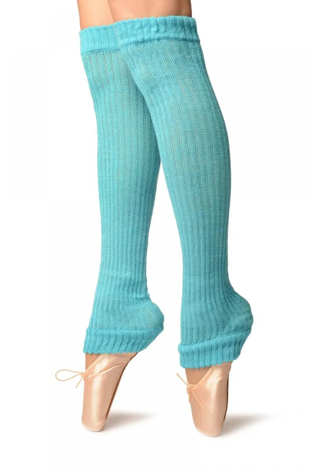 Blue Double Rib Stitch Dance/Ballet Leg Warmers