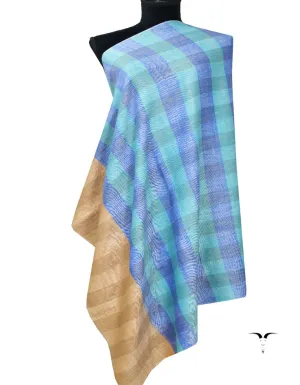 Brown and Blue Striped Pashmina Shawl 7224