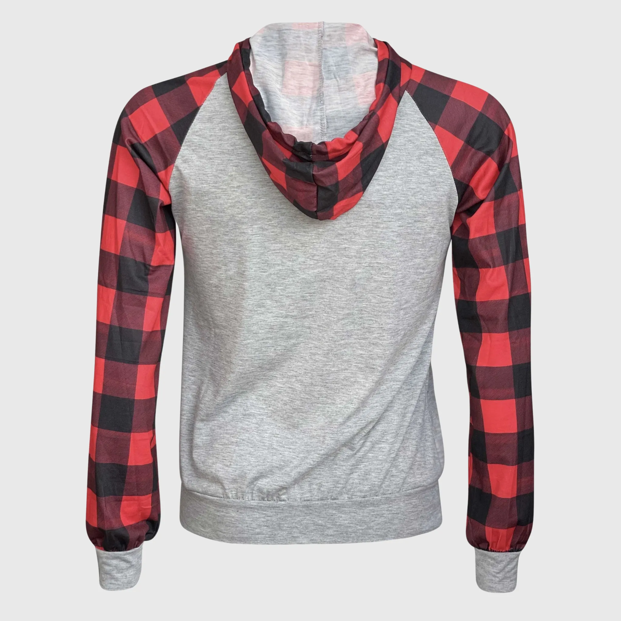 Buffalo Plaid Plain Raglan Hoodie