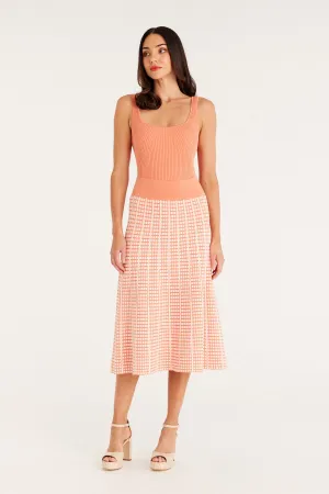 Check Knit Skirt - Apricot Marle