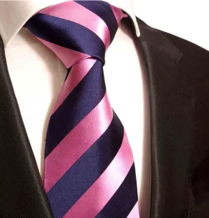 Classic Pink and Navy College Striped Men's Necktie