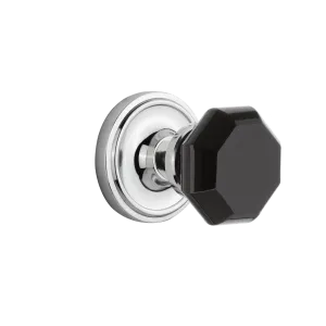 Classic Rosette with Black Waldorf Knob in Bright Chrome