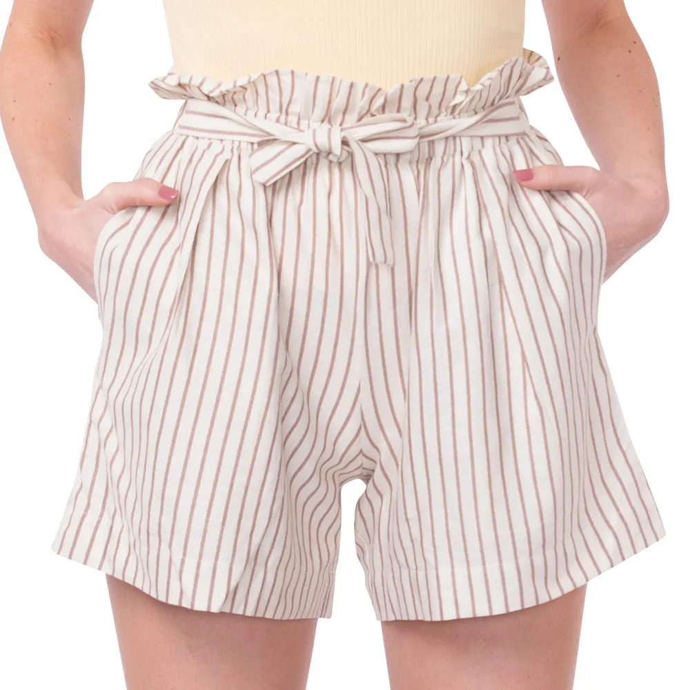 Cream And Brown Shorty Shorts