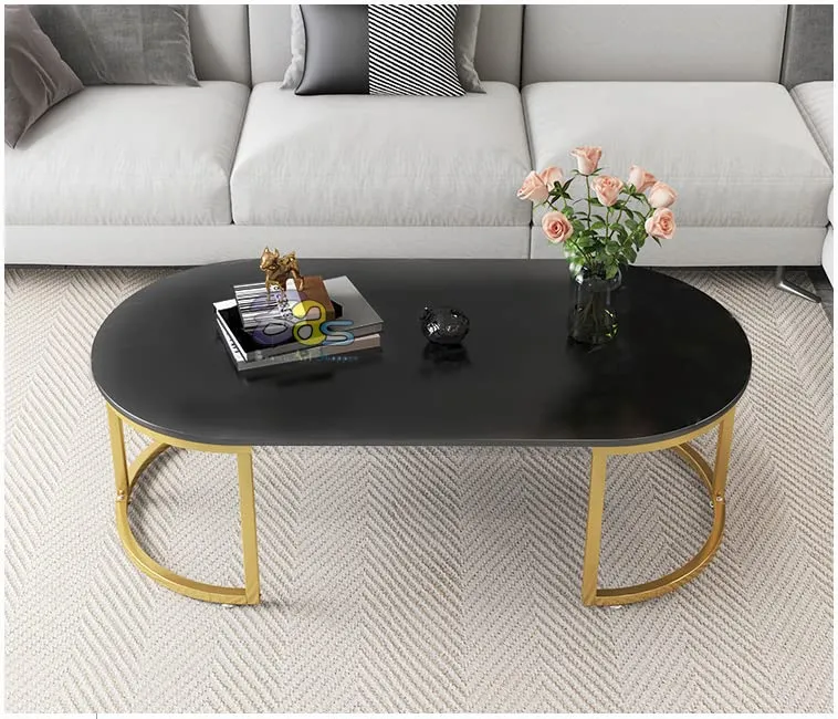 Dime Arts Shoppee Center Table Coffee Table,Sofa Side Table Simple Design Beautiful Coffee Table,Modern Coffee Table Living Room Minimalist Side Table for Home,Office (Gold & Black)