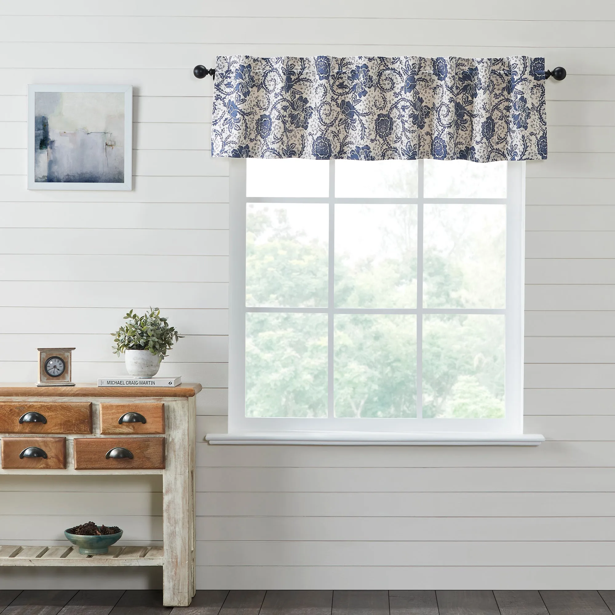 Dorset Navy Floral Valance 16x72