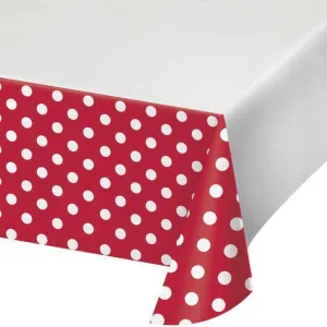 Dots & Stripes Classic Red Plastic Plastic Tablecover 54inx102in