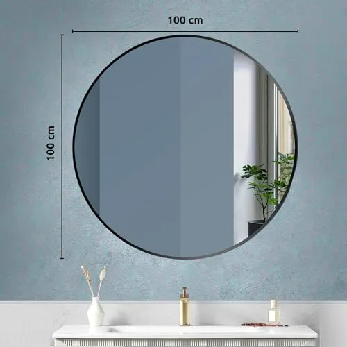 Fuao Premium HD Mirror for Walls - Bathroom, Living Room, Foyer | Mirror with 100% Silver Coating and 3D Beveled, Anodized Aluminium Frame | Corrosion and Tarnish Free