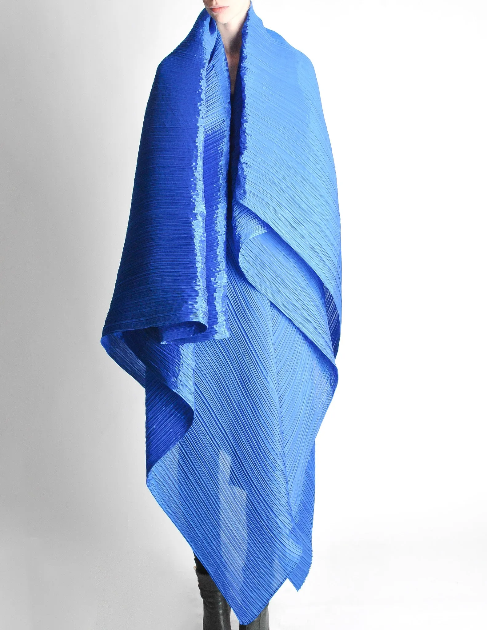 Issey Miyake Pleats Please Vintage Blue Pleated Multi-Functional Wrap Cape