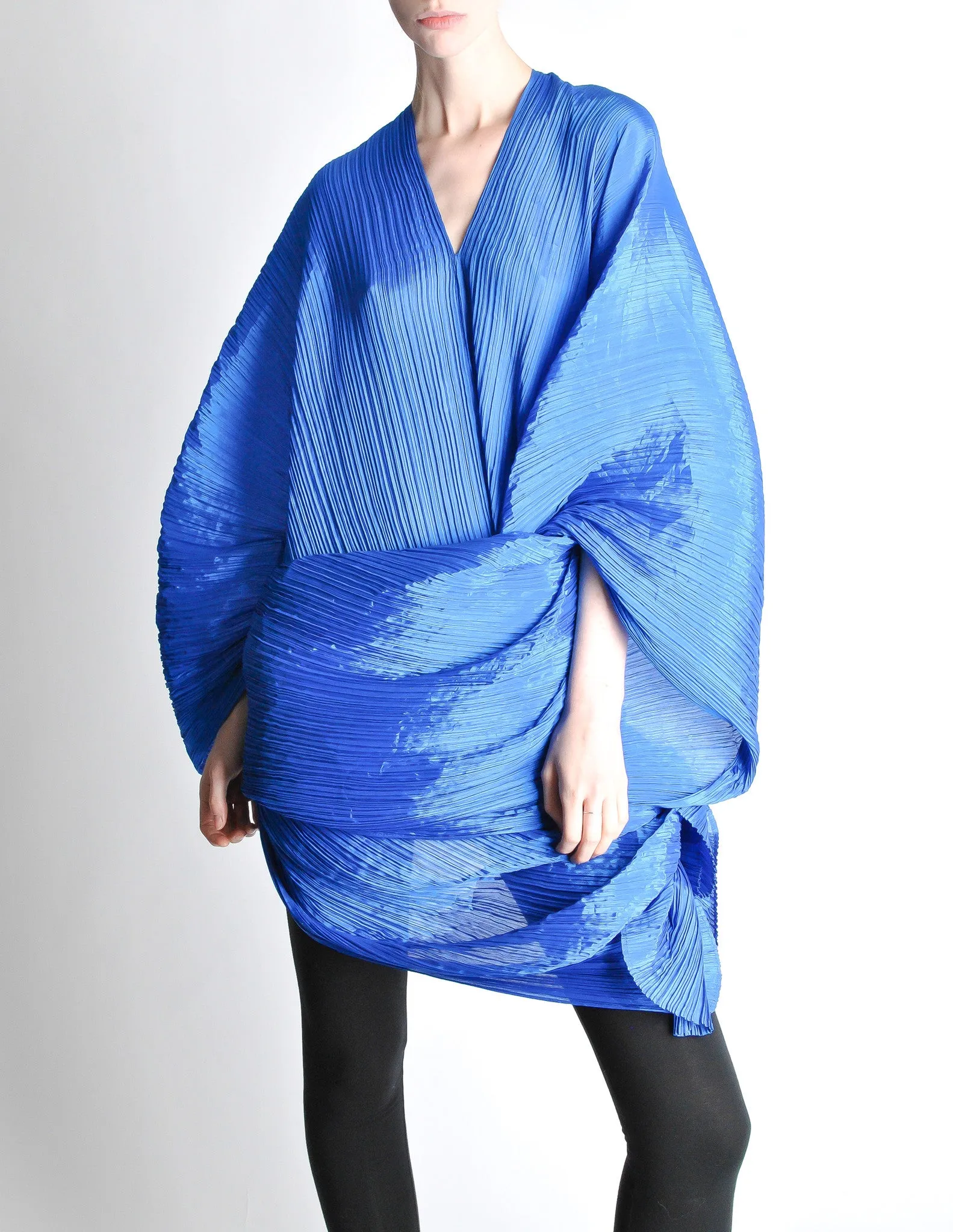 Issey Miyake Pleats Please Vintage Blue Pleated Multi-Functional Wrap Cape