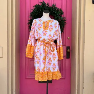 J.Crew white, pink, and orange floral dress size 2X