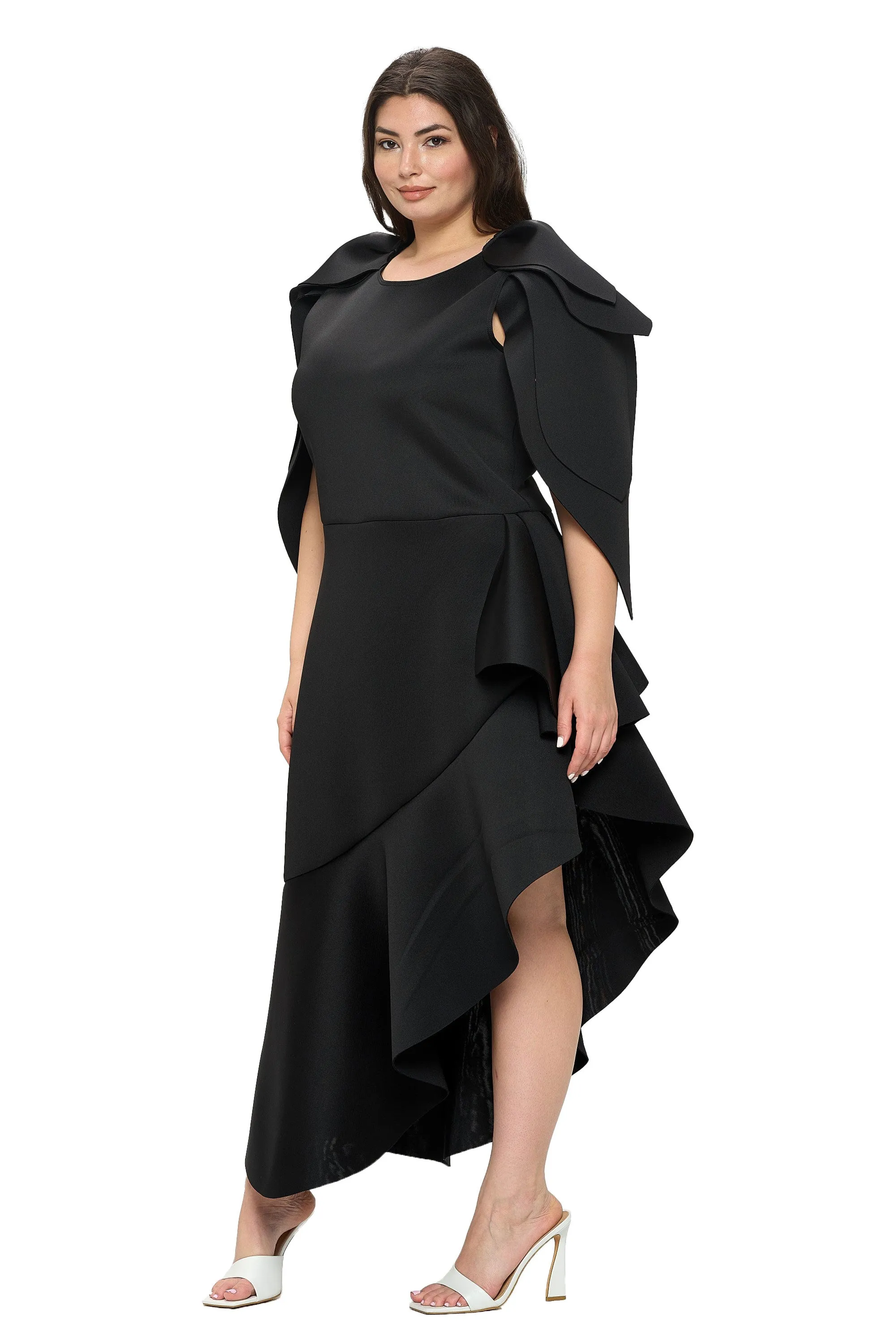 Kaskade Ruffled Neoprene Dress