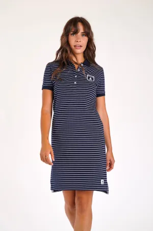 Lois Polo Dress in Navy Stripe