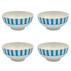 Medium Light Blue Stripes Bowls (Set of 4)