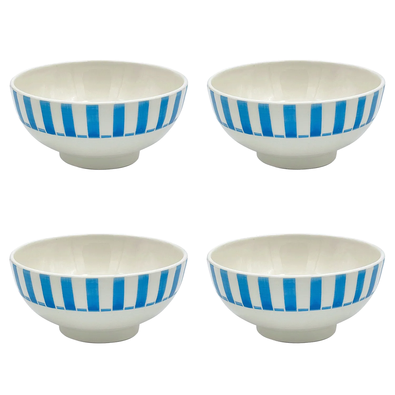 Medium Light Blue Stripes Bowls (Set of 4)