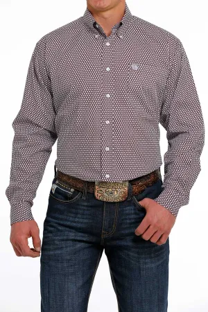 Men's Cinch Geometric Button Down Purple Western Shirt - MTW1105482