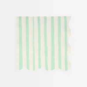 Mint Stripe Large Napkins (x 16)