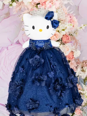 Navy Blue with flowers Kitty for quinceanera