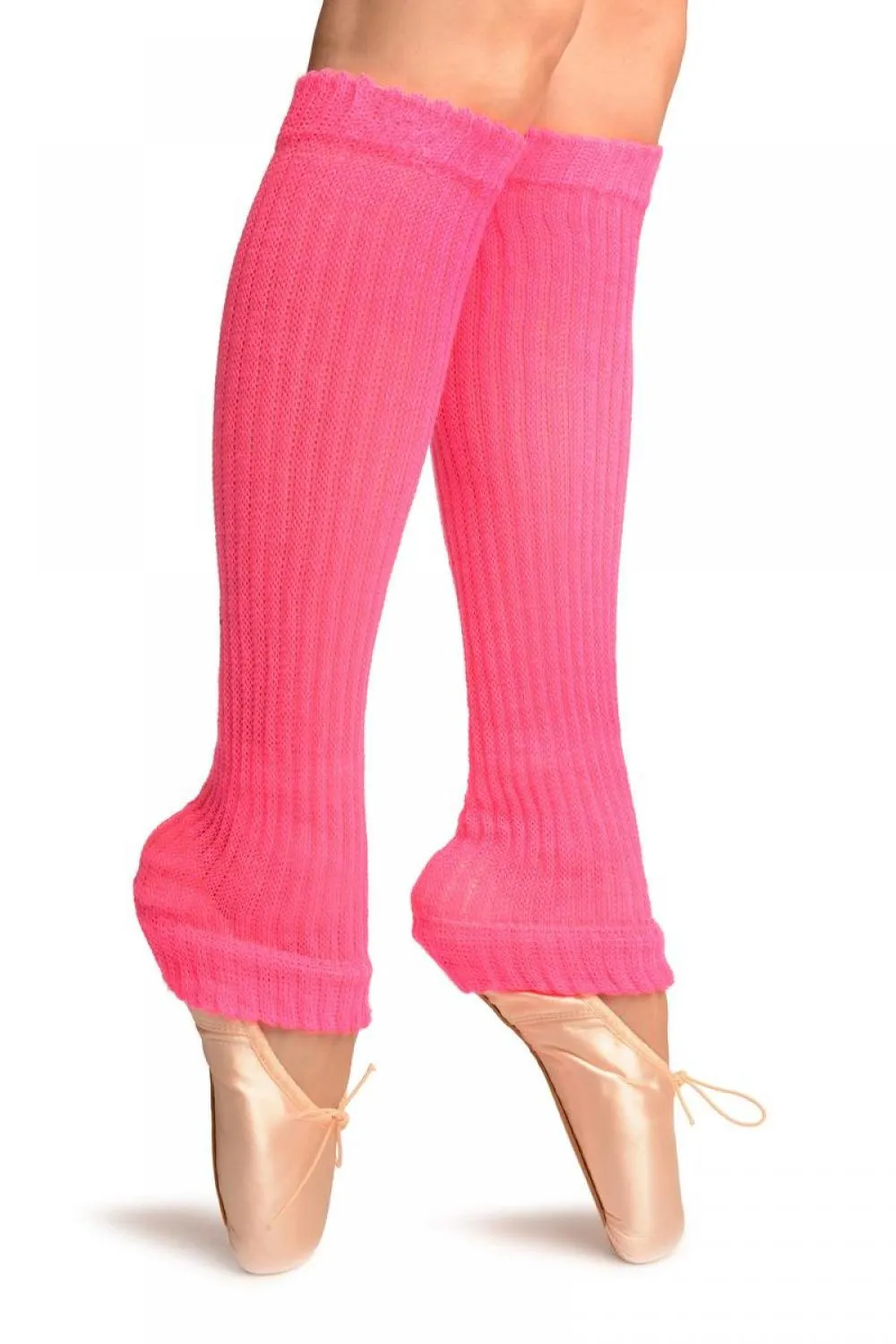 Neon Pink Double Rib Stitch Dance/Ballet Leg Warmers