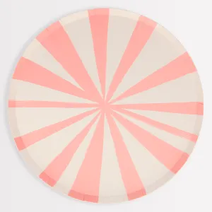 Pink Stripe Dinner Plates (x 8)