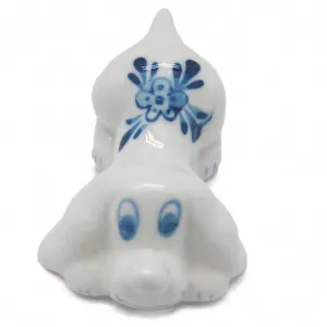 Porcelain  Delft Blue Happy Dog