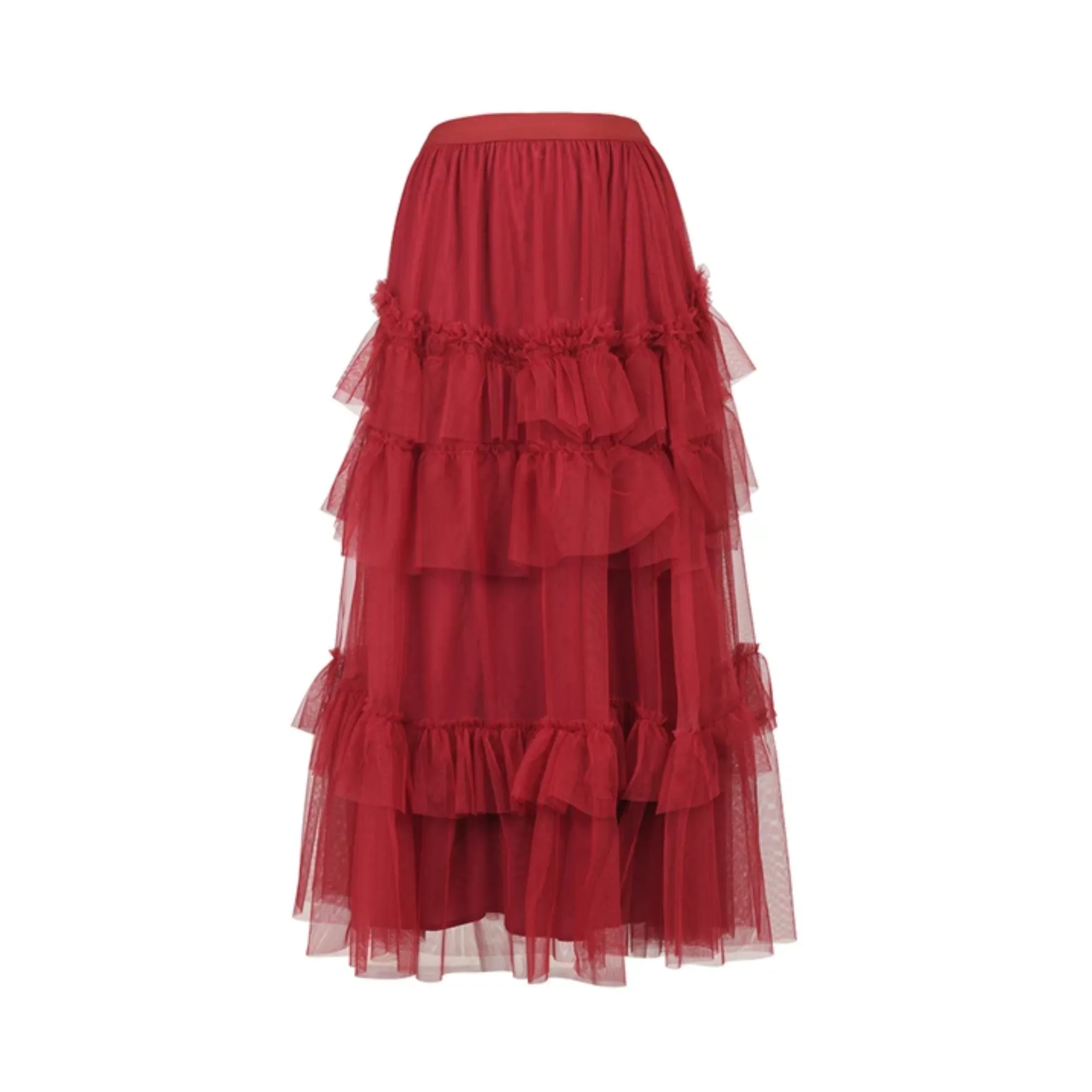 Pre Order:  Tiered Ruffles Tulle Midi Skirt