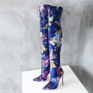 Printed Flower Stiletto Boots/Bootie