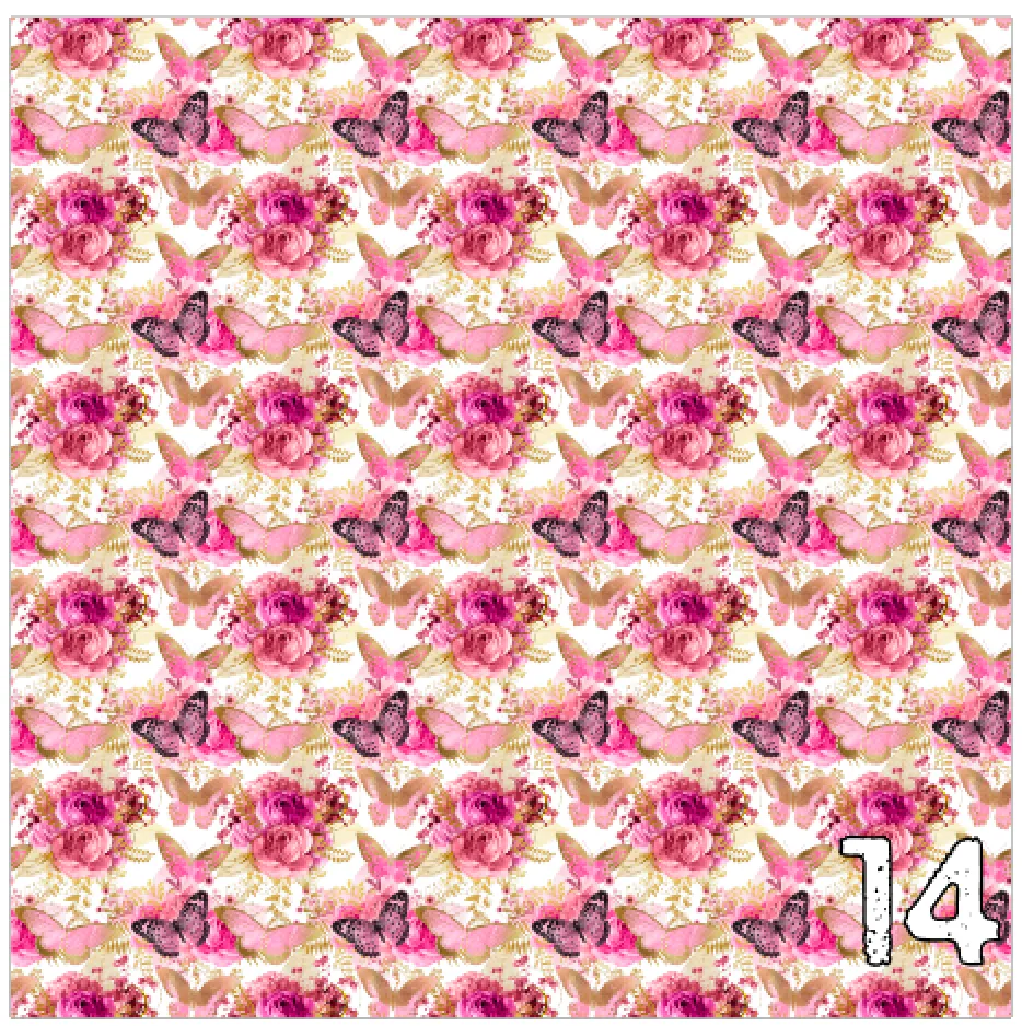 Printed Heat Transfer Vinyl HTV PAINTED BUTTERFLIES Pattern 12 x 12 inch sheet