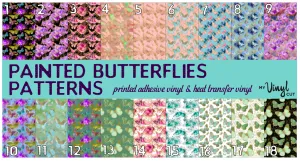 Printed Heat Transfer Vinyl HTV PAINTED BUTTERFLIES Pattern 12 x 12 inch sheet