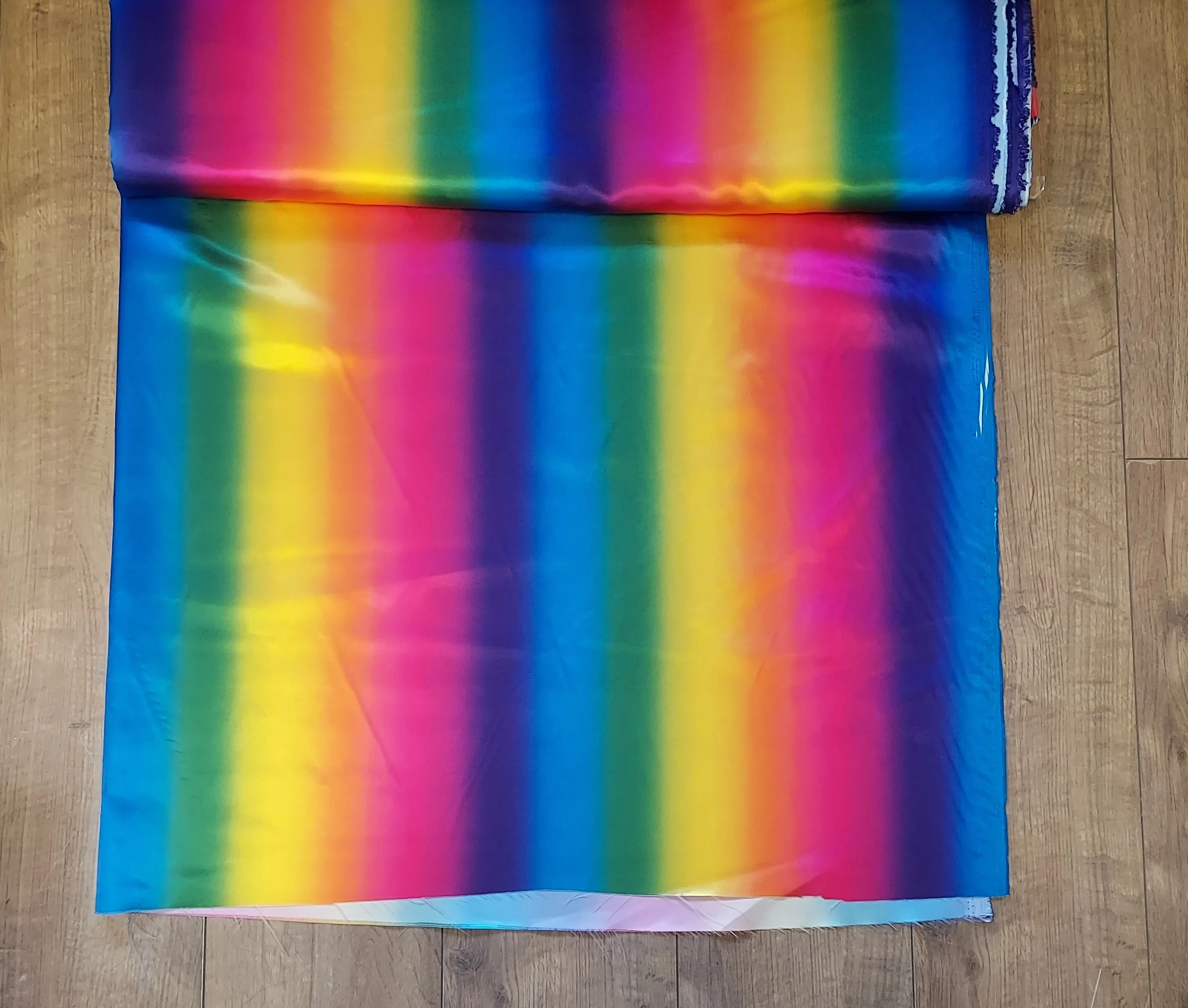 Rainbow Polyester Satin Fabric