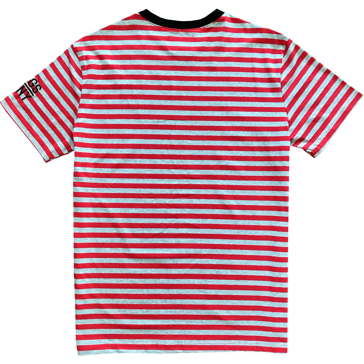 Red and Grey Striped Mens T-Shirt