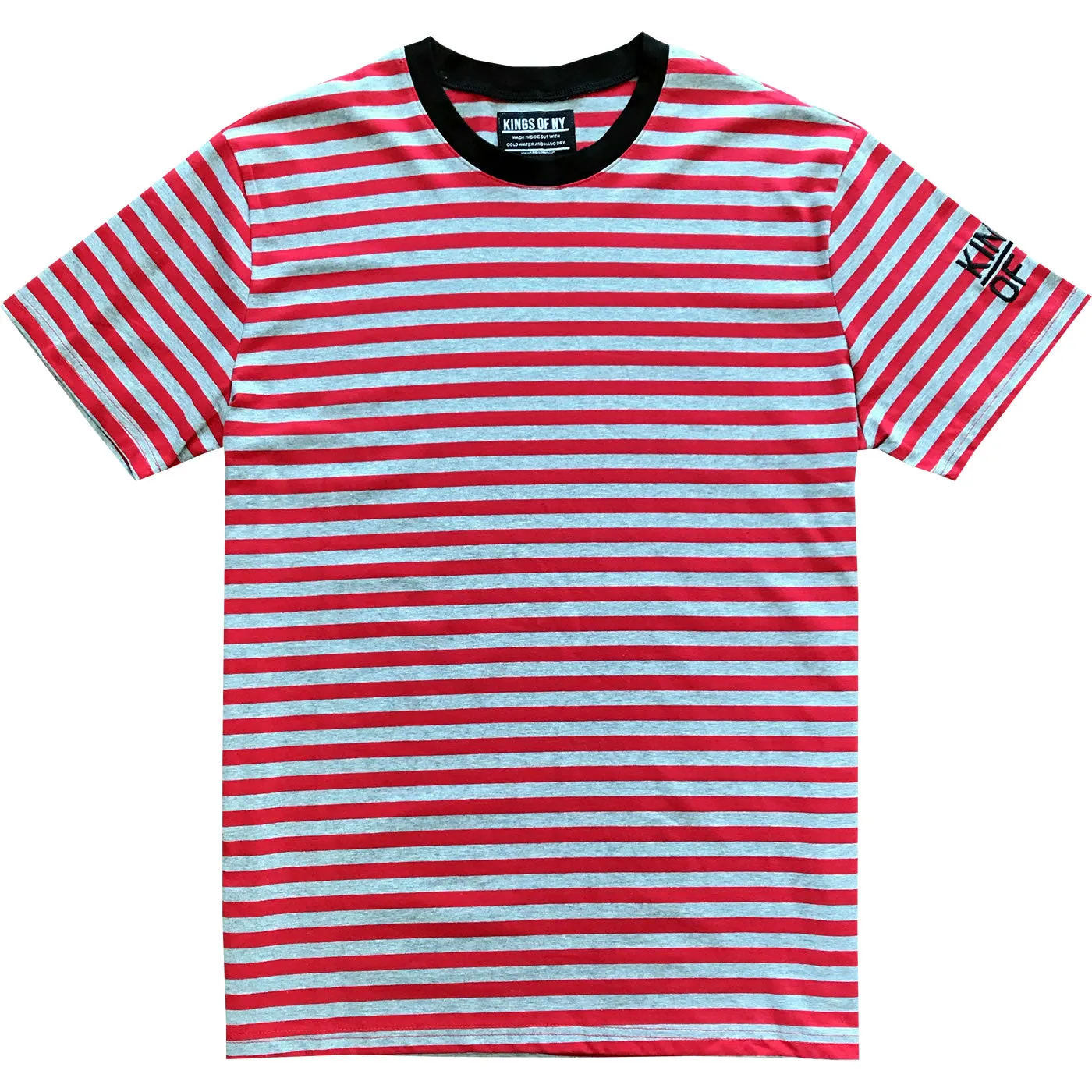 Red and Grey Striped Mens T-Shirt