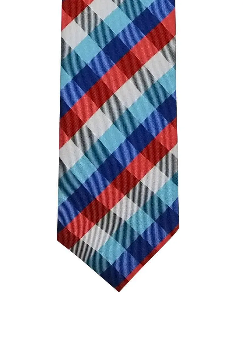 Red Blue Green Striped Plaid Tie