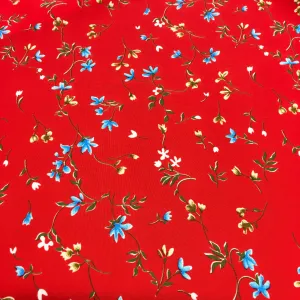 Red Floral Polyester Print