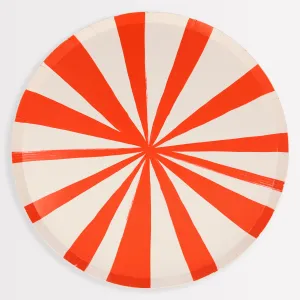 Red Stripe Dinner Plates (x 8)