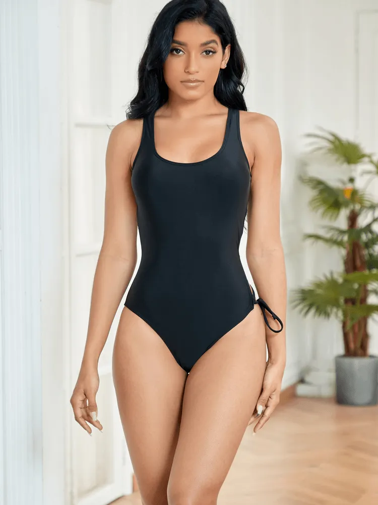 Sexy One-piece Women's Swimsuit with Asymmetrical Adjustable Neckline - SF1208