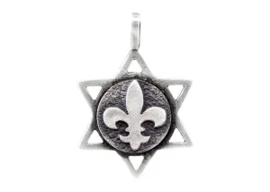 Star Of David With White Lily Medallion