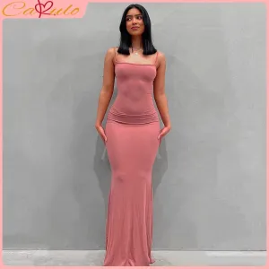 Trendy Satin Backless Maxi  Dress