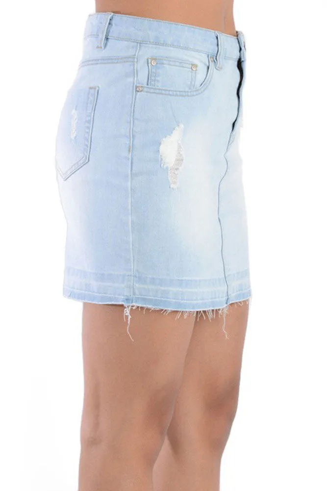 Women's Tattered Denim Skirt